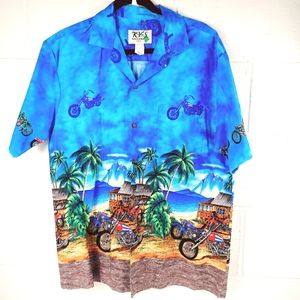 KYs Vintage Hawaiian Shirt Large Motorcycles Chopper